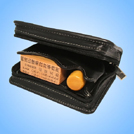 牛皮製会社印セットケースFP-4（プレジデント1本＋ゴム印　18）