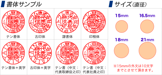 書体サンプル・サイズ